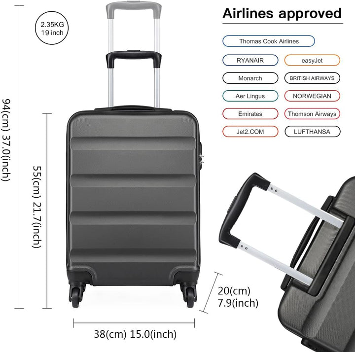 KONO Handgepäck Koffer Klein Reisekoffer mit Rollen und TSA Schloss, Koffer Trolley Handgepäck Flugz