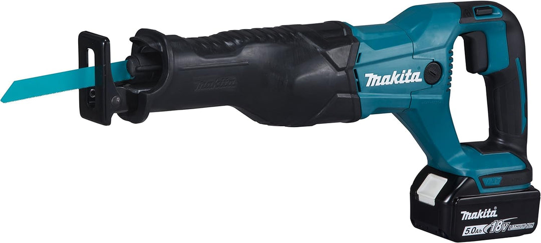 Makita DJR186RT Akku-Reciprosäge 18 V / 5,0 Ah, 1 Akku, Ladegerät im Transportkoffer, Türkis, mit 1x