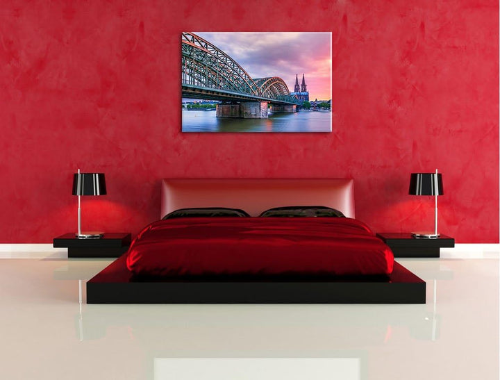 Prächtige Hohenzollernbrücke in Köln Format: 100x70 auf Leinwand, XXL riesige Bilder fertig gerahmt