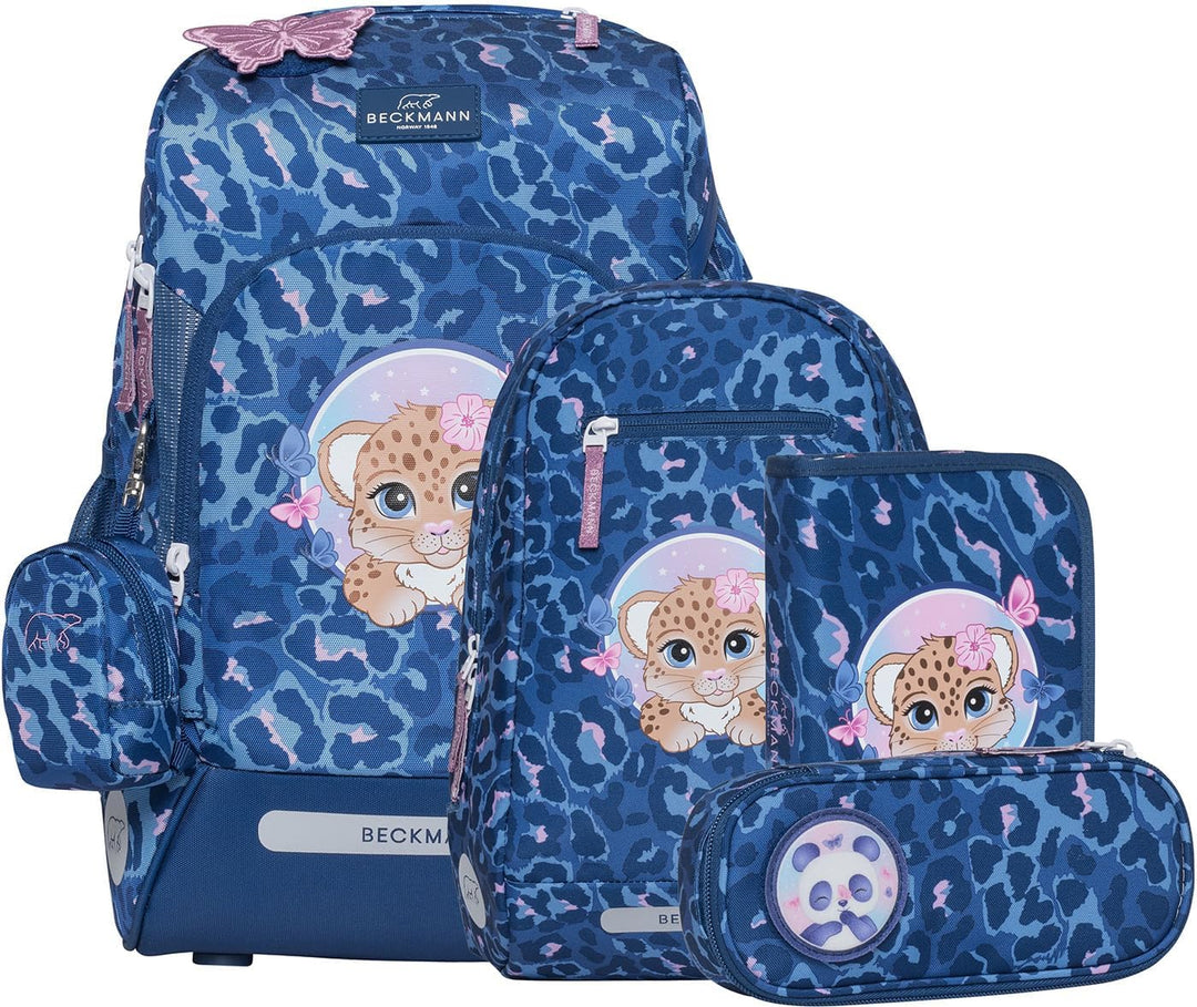 BECKMANN, Schulrucksack-Set Active Air FLX, 6-teilig, Grundschule, inkl. Regenüberzug, 22L, Cheetah