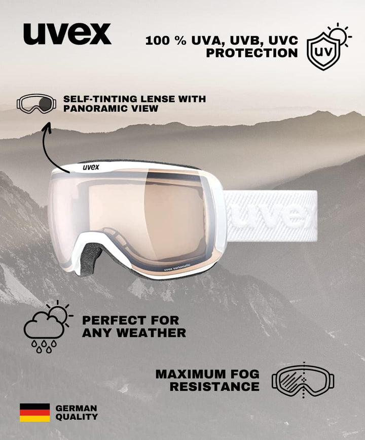 uvex Unisex Downhill 2100 V Skibrille (1er Pack) Einheitsgrösse white mat/vario silver-clear, Einhei