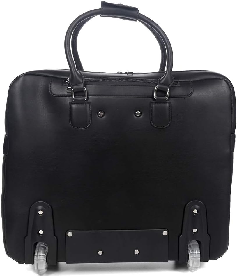 Bowatex Luxus Damen Laptop Aktentasche Schulter Gurt 2 Rollen Trolley Schwarz