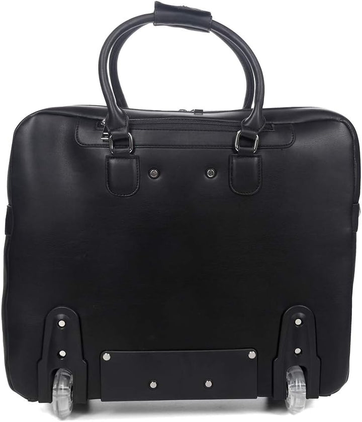 Bowatex Luxus Damen Laptop Aktentasche Schulter Gurt 2 Rollen Trolley Schwarz