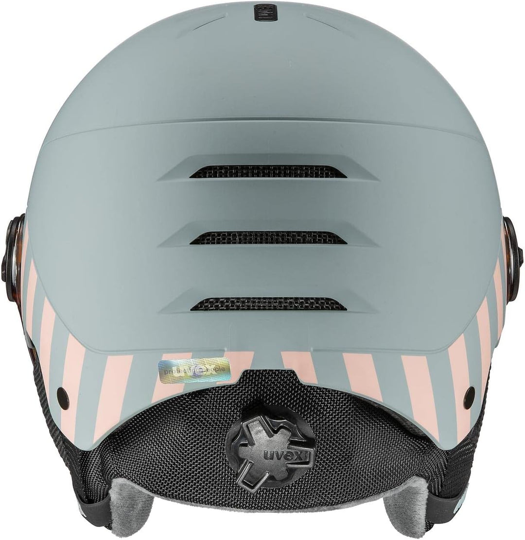 uvex rocket jr visor - Skihelm für Kinder - mit Visier - individuelle Grössenanpassung - rhino - blu