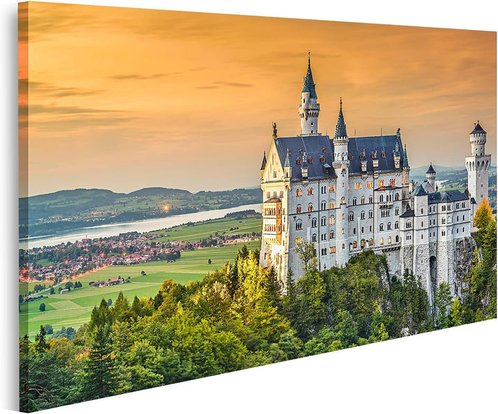 islandburner Bild auf Leinwand Deutsches Schloss Neuschwanstein Bayerische Alpen Deutschland Bilder