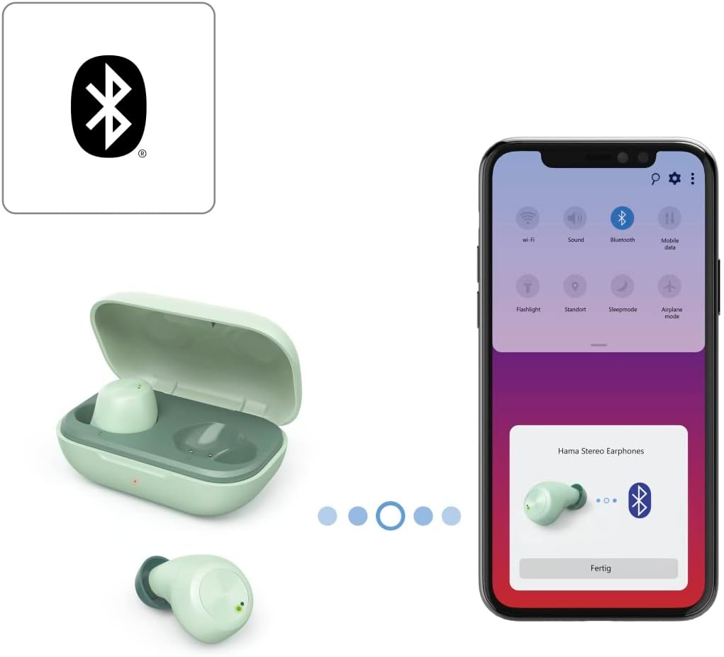 Hama Bluetooth Kopfhörer Spirit Chop IPX4 (True Wireless In Ear Kopfhörer grün, Kopfhörer kabellos,