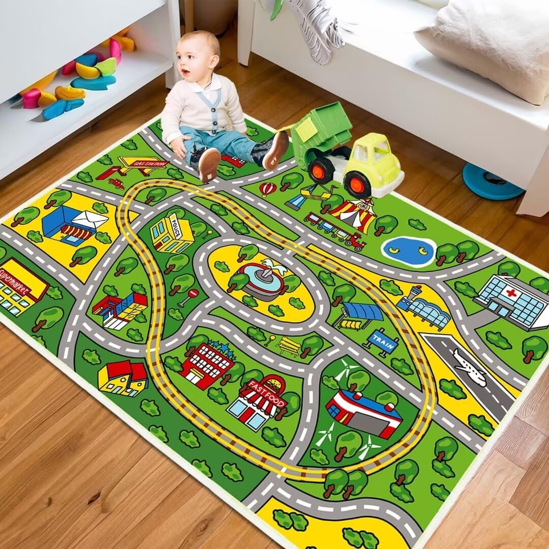 BYINGWD Kinder Lernspiel-Teppich, Cartoon Bodenmatte für Zuhause, Spielzimmer, Kinderzimmer, Schlafz