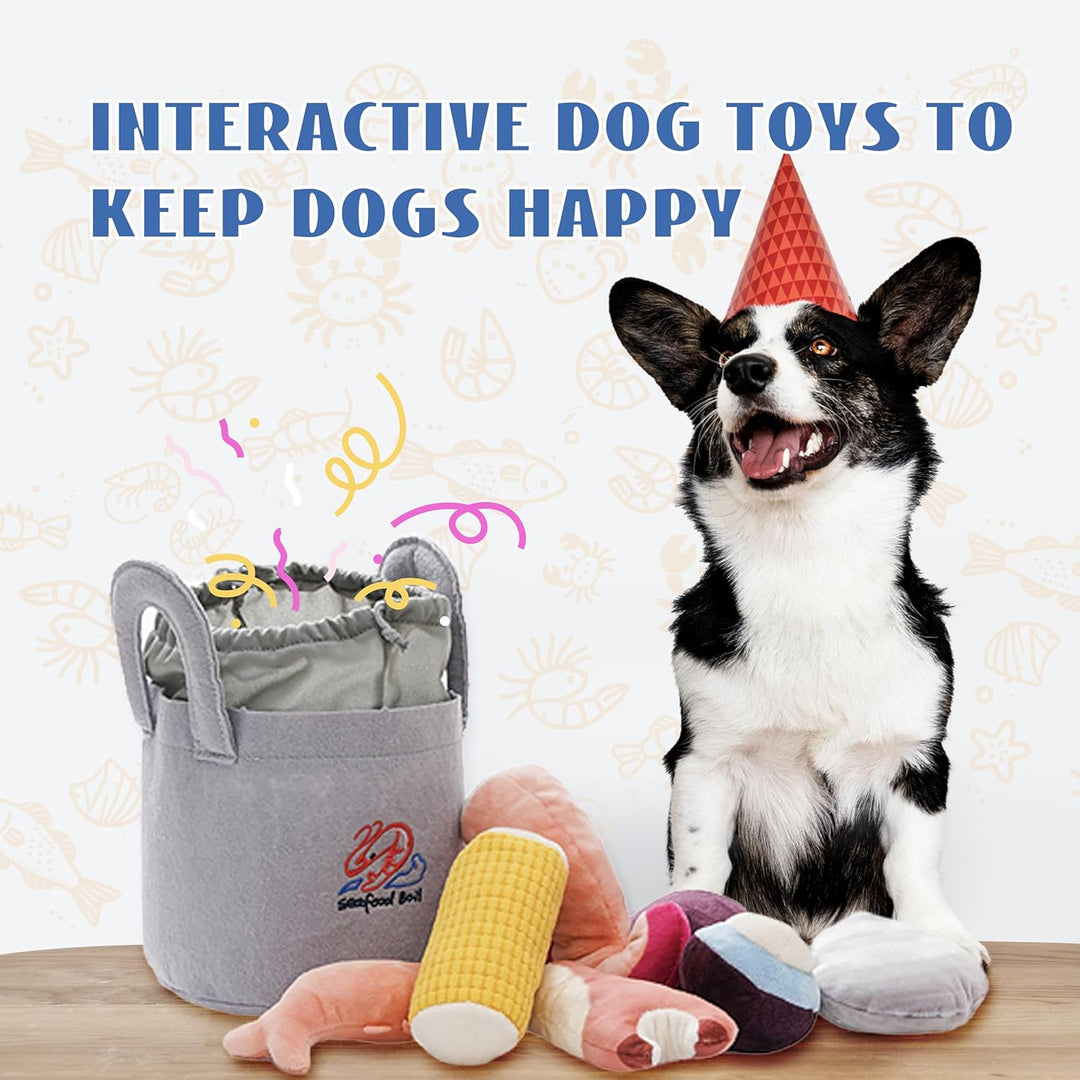 Nocciola 10er-Set Seafood Boil Kleine Hundespielzeuge gegen Langeweile, Knisternde Hundespielzeuge m