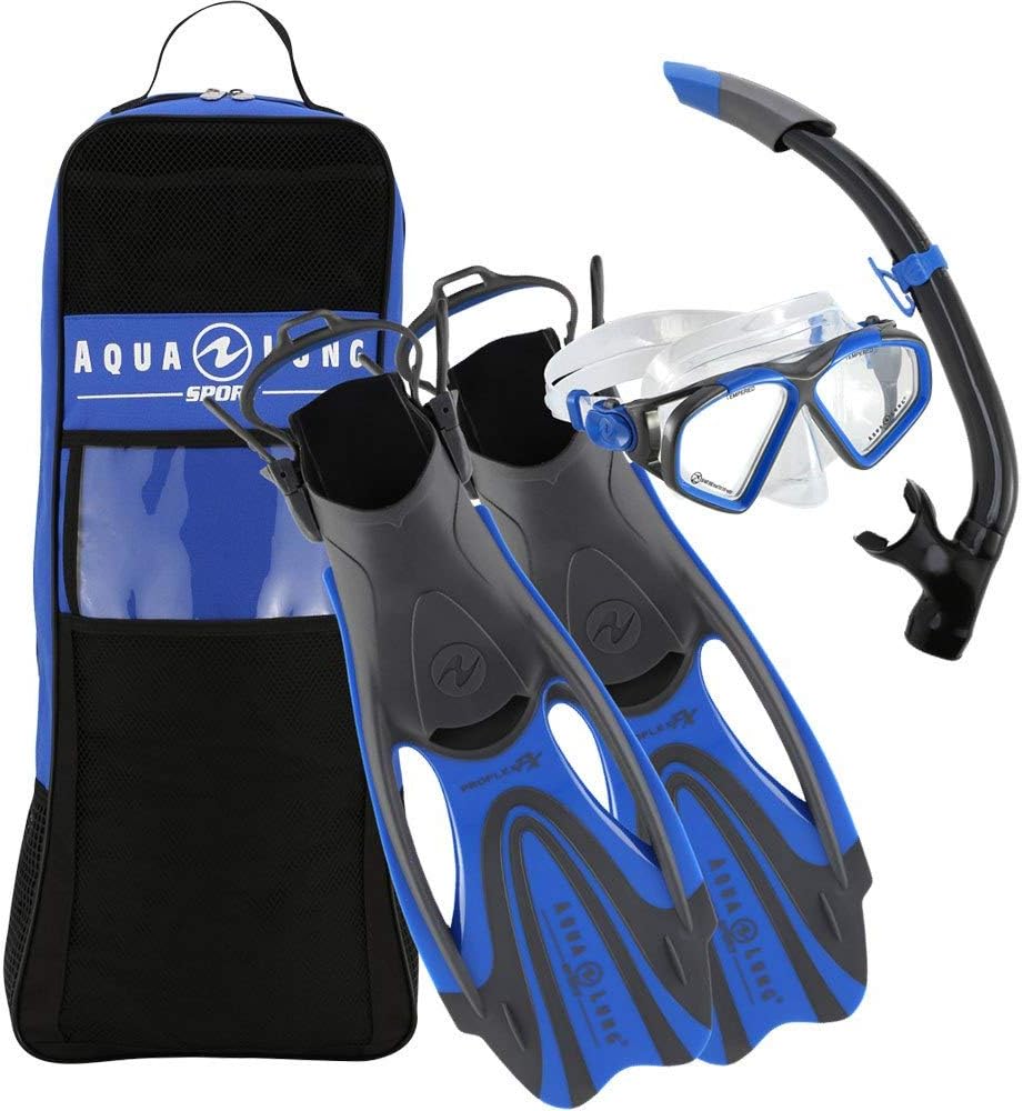 Aquasphere Hawkeye Set bestehend aus Maske, Schnorchel und Flosse L Blau/Dunkelgrau, L Blau/Dunkelgr