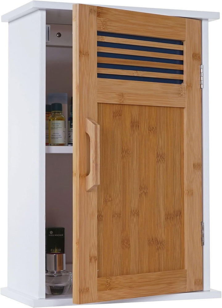 Mendler Hängeschrank HWC-A85, Badschrank Wandschrank Bambus, 52x35x21cm weiss