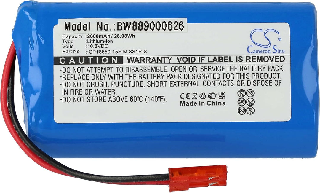 vhbw Akku kompatibel mit Medion MD 16192 Home Cleaner Heimroboter (2600mAh, 10,8V, Li-Ion)