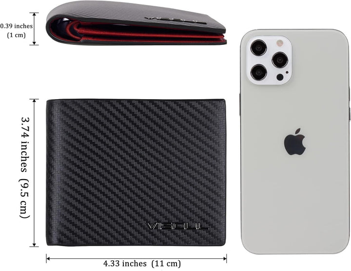 VISOUL Leder Geldbörse Herren mit ID-Fenster & RFID Schutz I Echtleder Geldbeutel für Männer I Porte