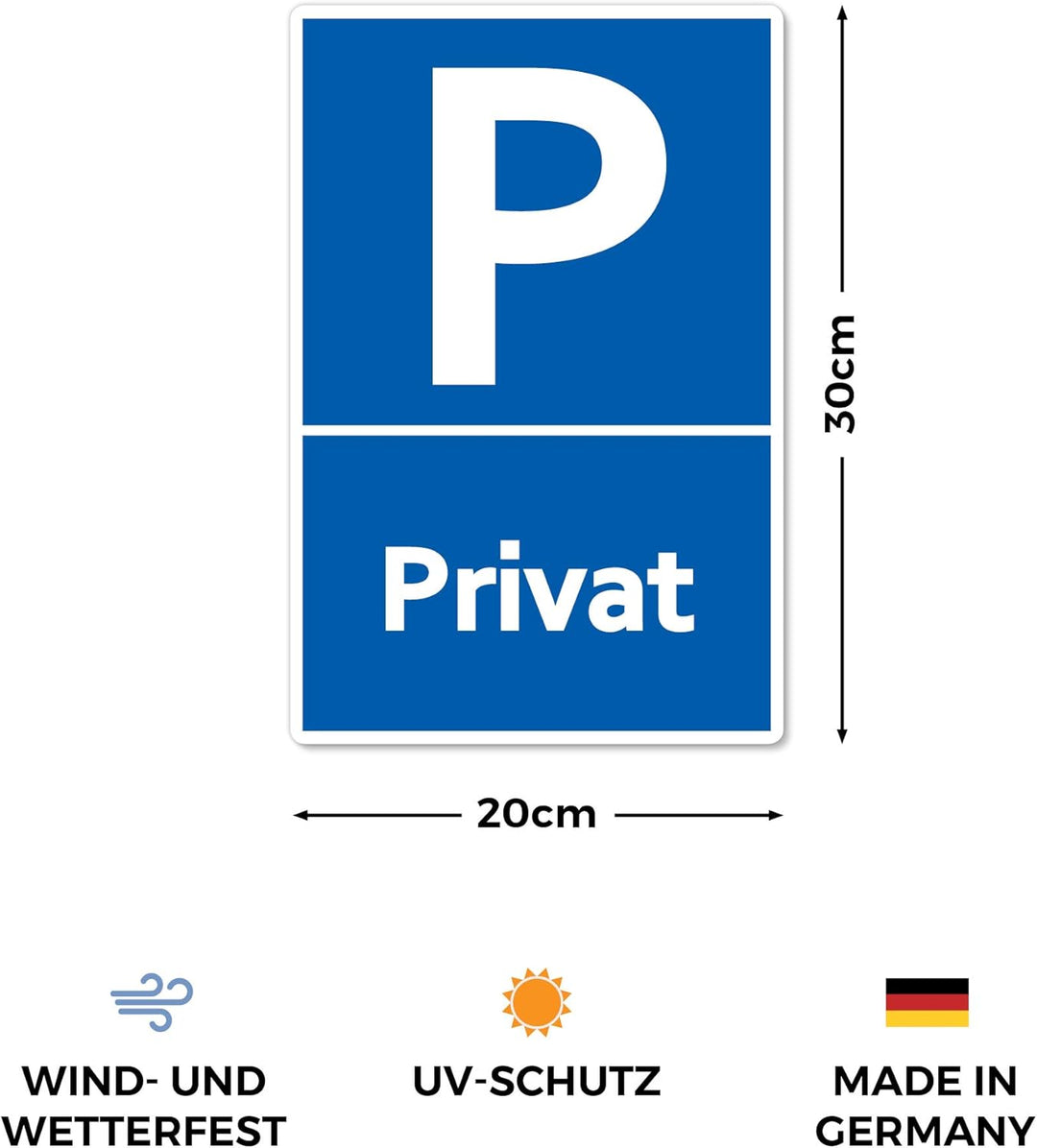 5 Stück Privat Parkplatz Schild 20 x 30 cm aus stabiler PVC Hartschaumplatte 3mm Privatparkplatz par