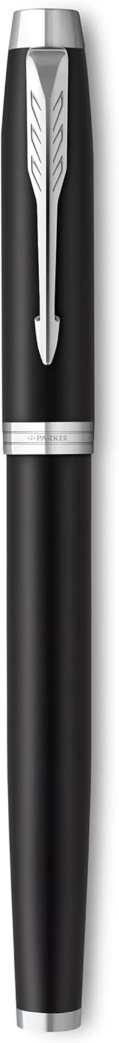 Parker IM Füller | Mattschwarz mit Chrom-Zierteilen | Füllfederhalter mit feiner Feder und blauer Ti