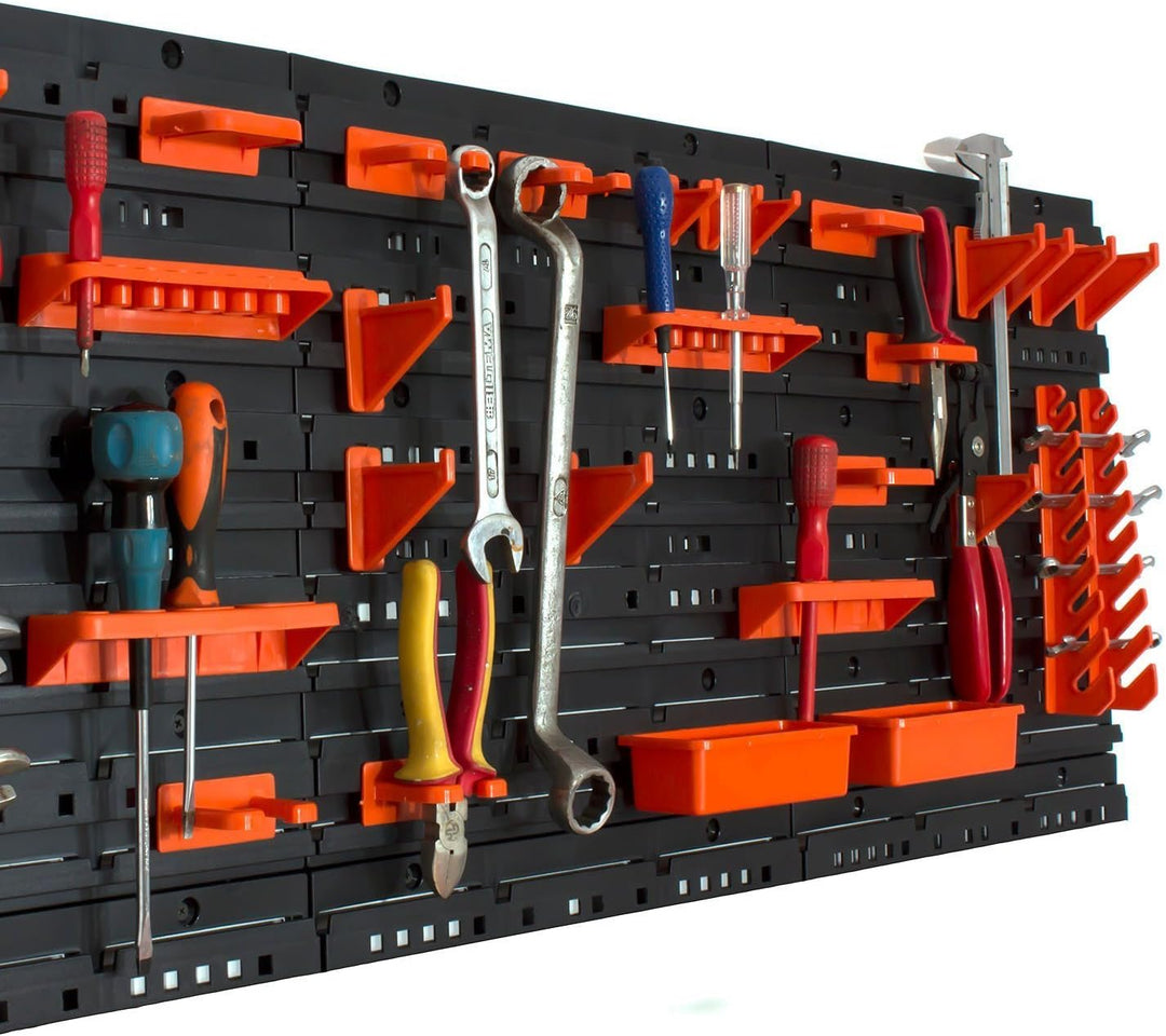 Aufbewahrungsbehälter mit Wandbefestigung, Grösse XS, 75 Stück, Schwarz / Orange Schwarz & Orange, S