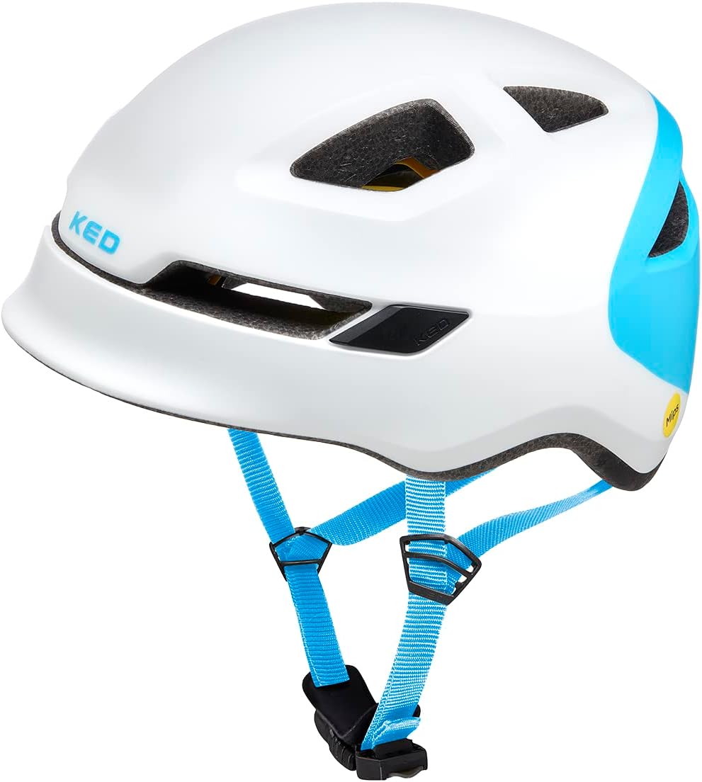 KED Pop MIPS Kinder Fahrrad Helm weiss/blau 2023 M (52-56cm), M (52-56cm)