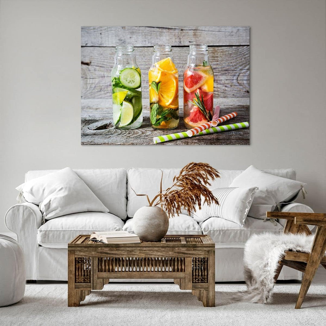 Bilder auf Leinwand 100x70cm Leinwandbild Eis Minze Erfrischung Getränke Gross Wanddeko Bild Schlafz