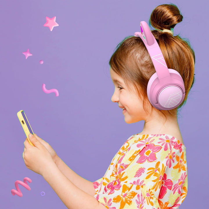 PowerLocus Bluetooth Kopfhörer Kinder, Kinderkopfhörer Over Ear mit 74/85/94dB Lautstärkebegrenzung,