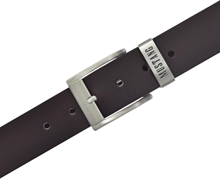MUSTANG Herren Ledergürtel MG2164L15 40mm Gürtelbreite Schwarz Braun 80-115cm W105 Dark Brown 0691,
