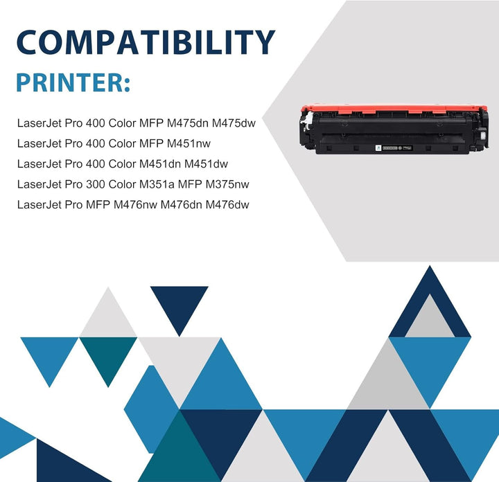 4er Pack Kompatibel 305X CE410X 305A CE410A Tonerkartusche als Ersatz für HP Laserjet Pro 400 Color