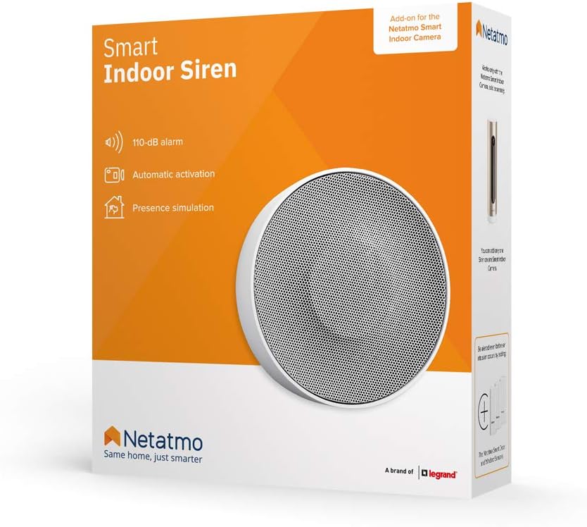 Netatmo Smarte Innen-Alarmsirene, drahtlos, WLAN, 110 dB, automatische Aktivierung/Deaktivierung, ke