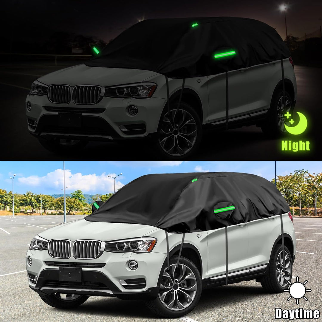 Opaltool Auto Schwarzes Halbgarage für BMW X3 2003-2024, SWB 300D Soft Windschutzscheibe Abdeckung H