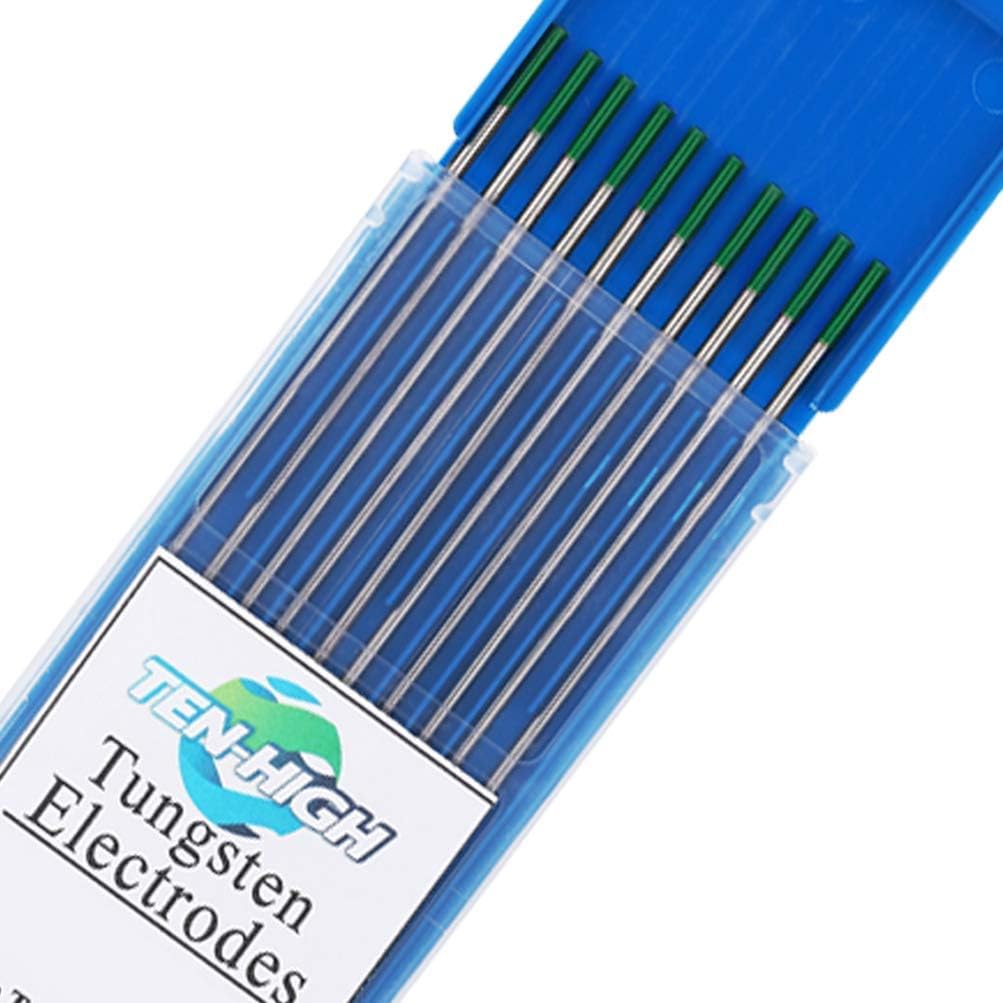 TEN-HIGH WIG Wolfram Elektrode WP 2,4 x 150 mm 10x Wolframnadeln für WIG Schweissen, Grün, 2,4 x 150