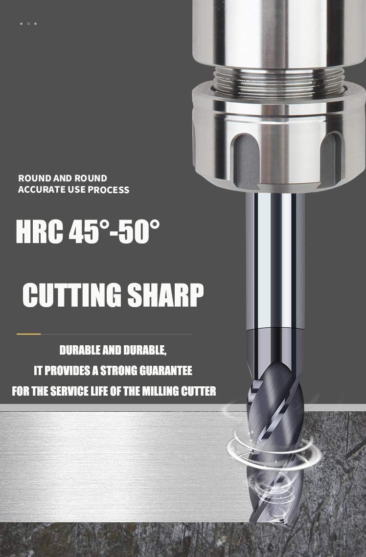 ASZLBYM 8 Stück 2–12 mm CNC-Vierkant-Schaftfräser, Hartmetall-Wolframstahl, 4-fach-Fräser, Fräser, D