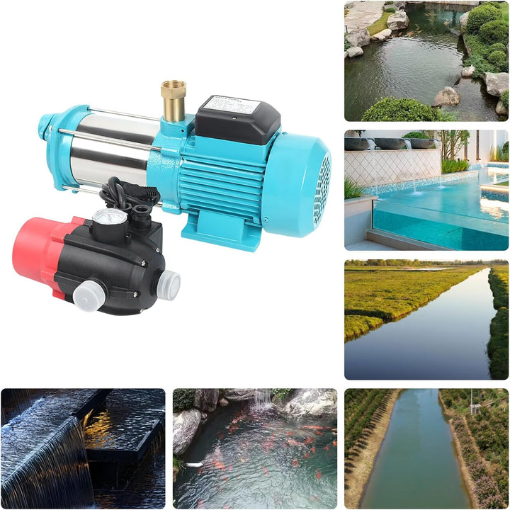 Kreiselpumpe 9,8 bar Wasserpumpe Hauswasserwerk Gartenpumpe Selbstansaugend 1300 W 4000 L/h N Centri