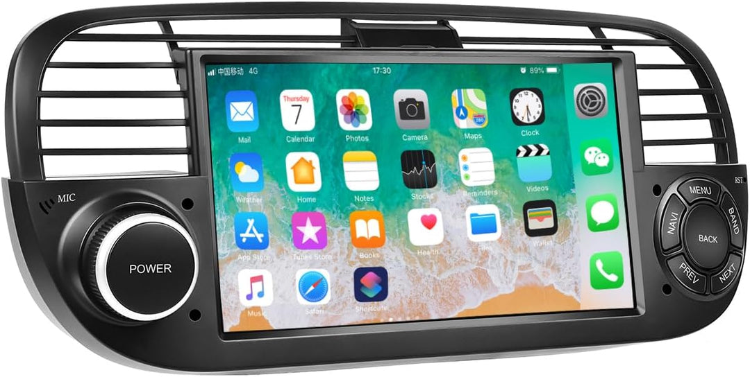 Hikity Android Autoradio mit Navi für FIAT 500 2007-2015 Bluetooth Autoradio mit Bildschirm 7 Zoll T