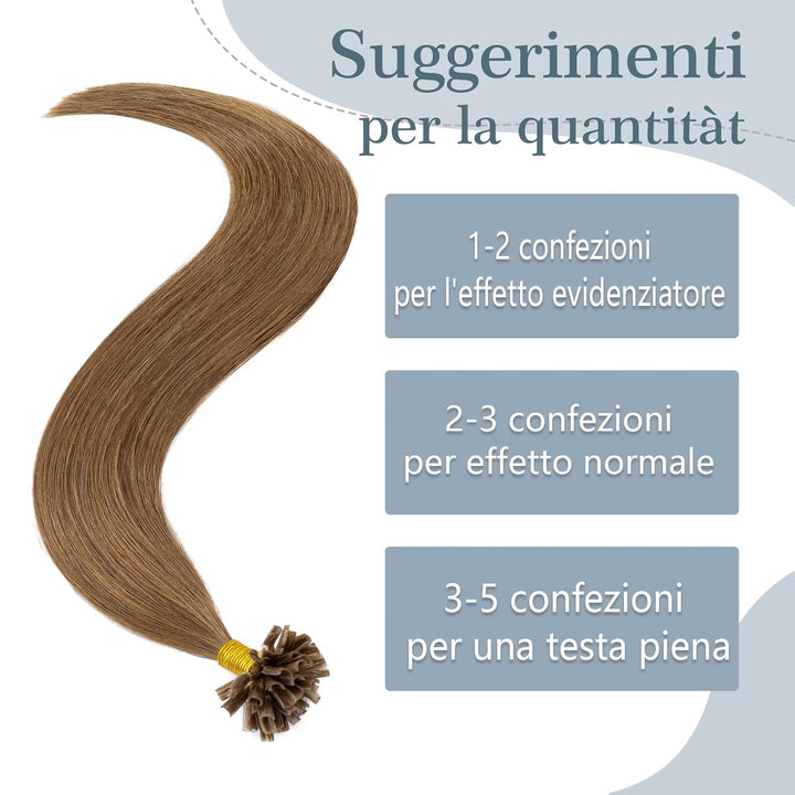 Silk-co Haarteile Echthaar Bonding Extensions Echthaar 1g Keratin U-Tip Haarverlängerung Glatt Hair