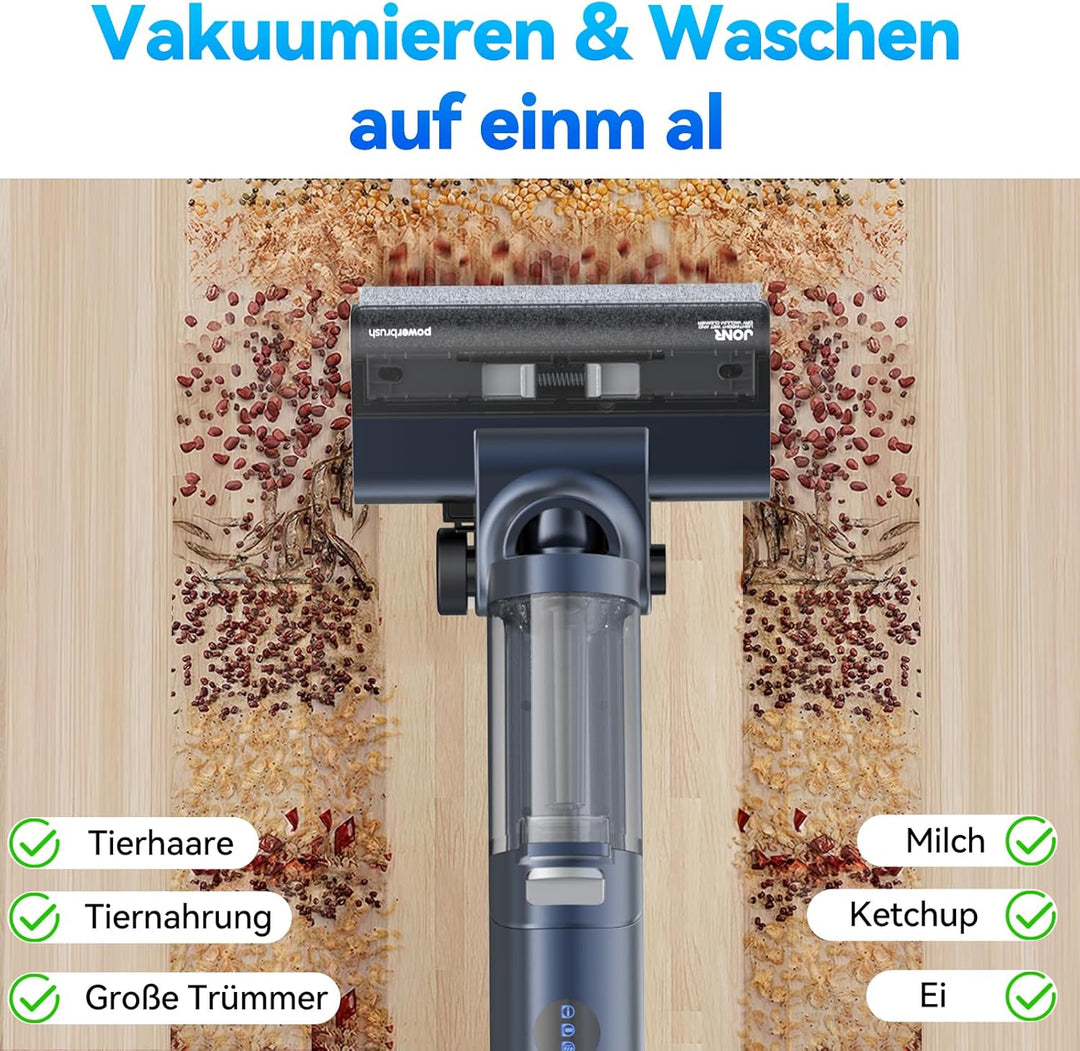 JONR ED12 Pro Nass Trockensauger Akku, Kabelloser Saugwischer, Dreikantenreinigung, Heisswasser-Selb