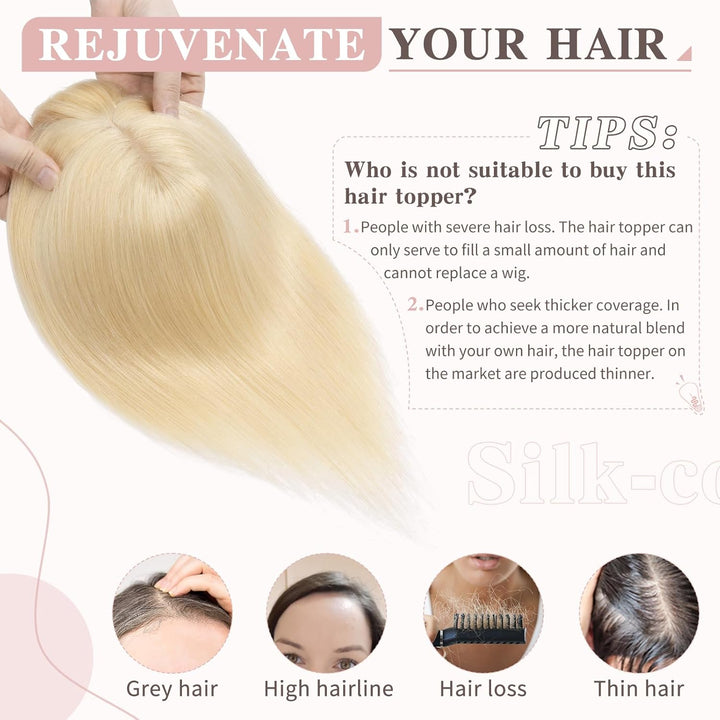 Silk-co Haarteile Echthaar Topper Extensions Echthaar Clip in Extensions Echthaar Glatt Toupet Haarv