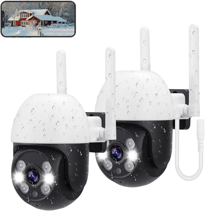 LEUTED 2 Stück 2K Überwachungskamera Aussen WLAN 5GHz/2,4GHz Kamera Überwachung, Outdoor Kamera mit