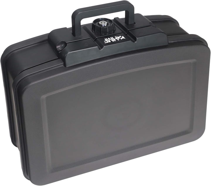 HMF 250452 Feuerfeste Wasserdichte Dokumentenbox | DIN A4 | 44,5 x 16,5 x 33 cm | schwarz