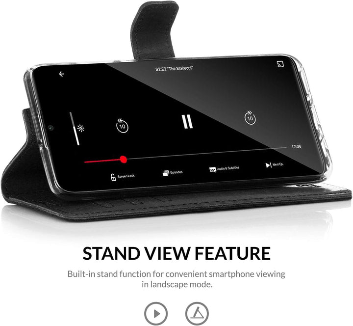 SURAZO Handyhülle für Samsung Galaxy S21 5G – Premium Echtleder Hülle Schutzhülle mit [Standfunktion