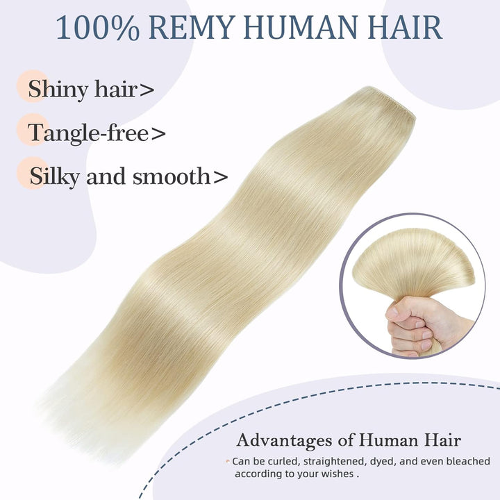 Silk-co Haarteile Echthaar Clip in Extensions Echthaar 1Pc 5Clips Haarverlängerung Weich Natürlich H