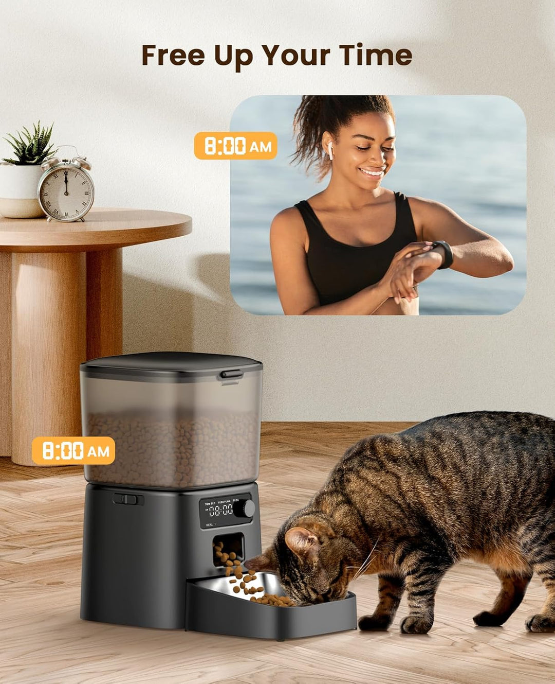 oneisall 3.5L Futterautomat Katze, Katzenfutter Automat mit Programmierbarem Timer, 1-6 Mahlzeiten p