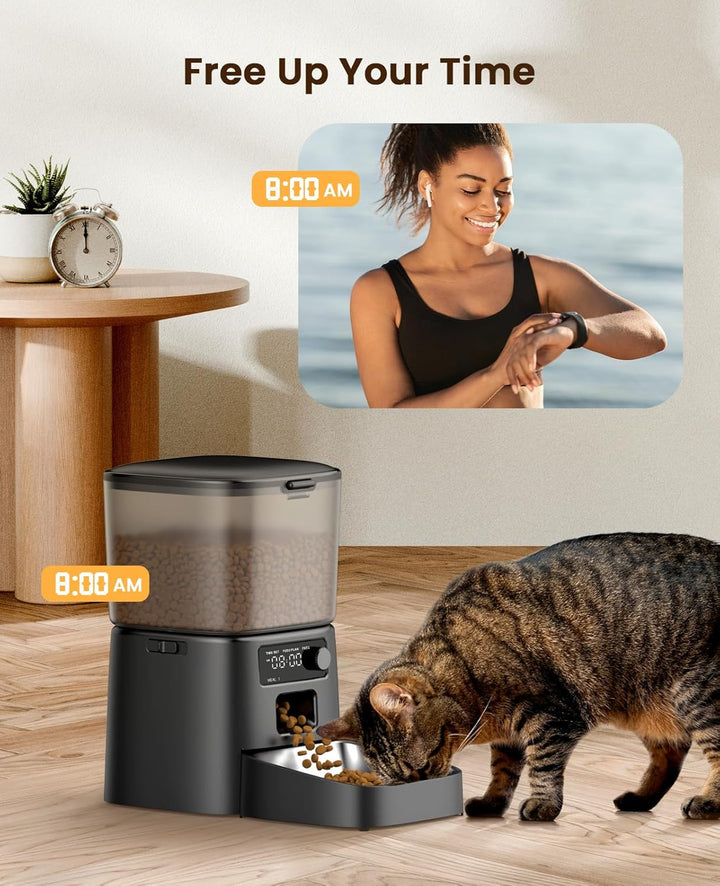 oneisall 3.5L Futterautomat Katze, Katzenfutter Automat mit Programmierbarem Timer, 1-6 Mahlzeiten p