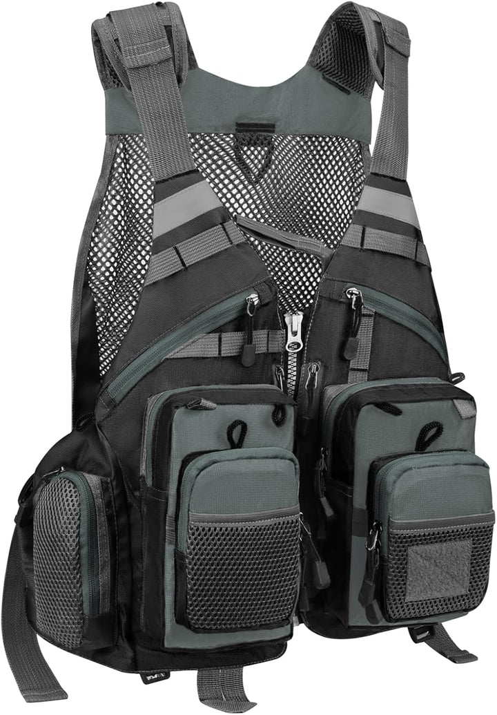 Gonex Angel Weste Herren verstellbare Arbeitsweste mit Mehreren Taschen für Angeln Fliegenfischen Ou