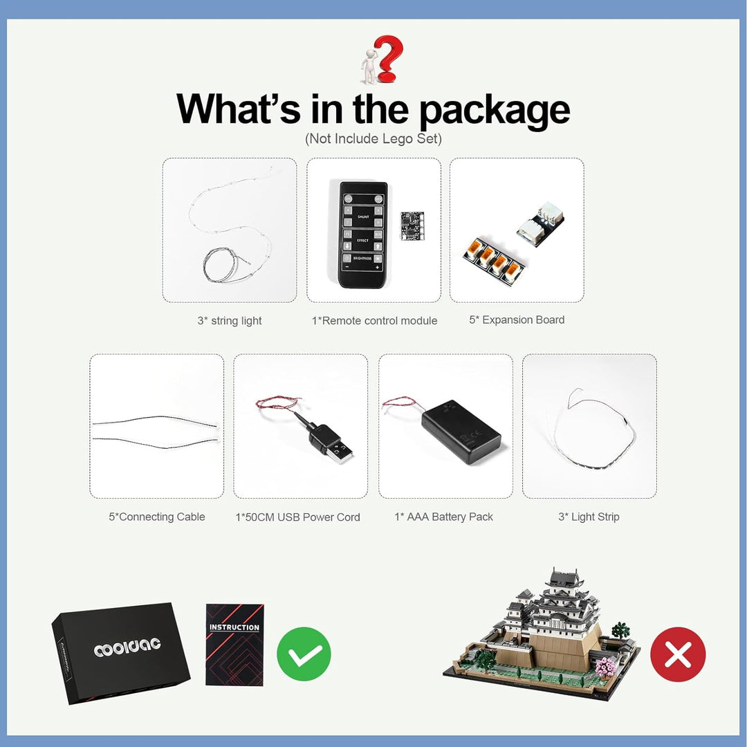 cooldac Led Licht Kit für Lego 21060 Architecture Burg Himeji, Fernbedienung Kreative Licht Kit Set