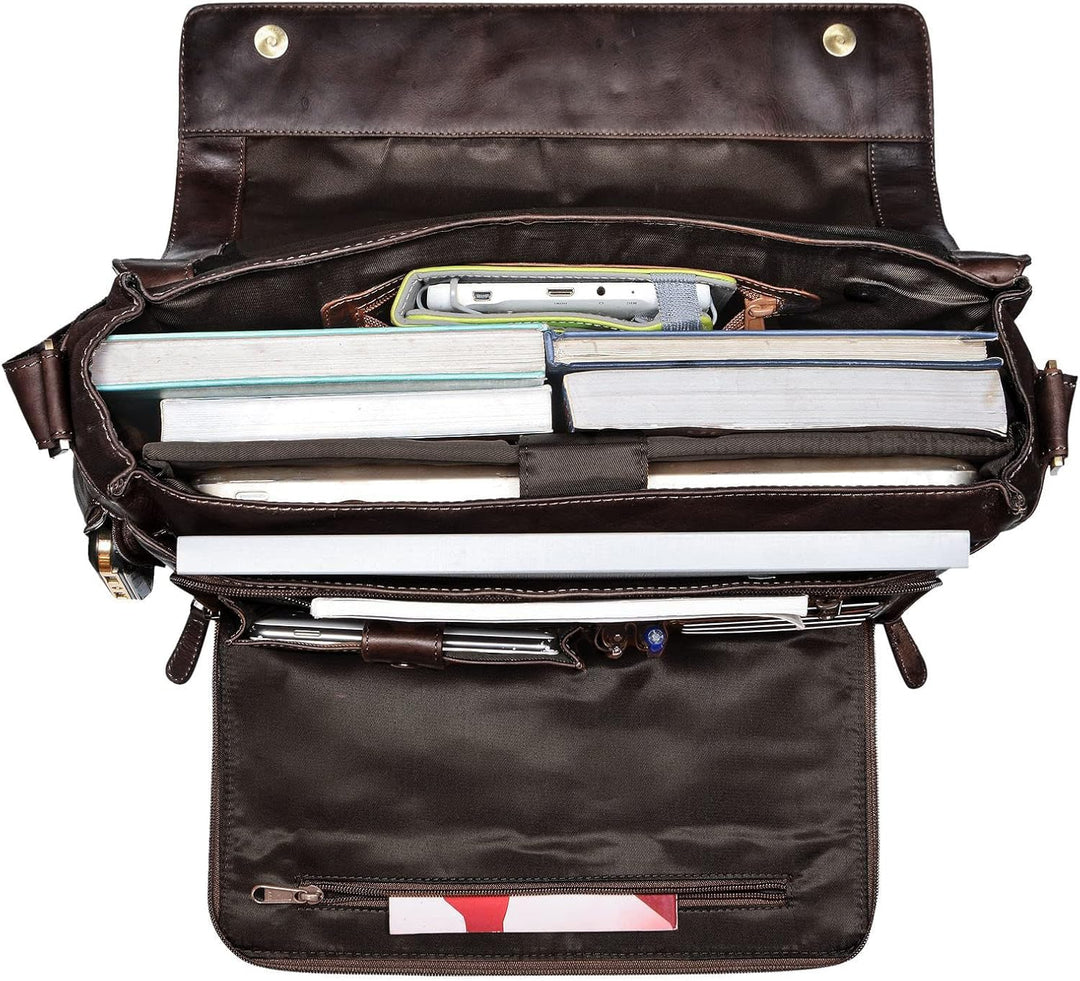 STILORD 'Rick' Schultertasche Leder für 15,6 Zoll Laptop Umhängetasche Aktentasche Bürotasche Unitas