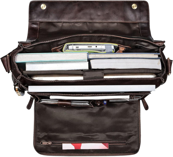 STILORD 'Rick' Schultertasche Leder für 15,6 Zoll Laptop Umhängetasche Aktentasche Bürotasche Unitas