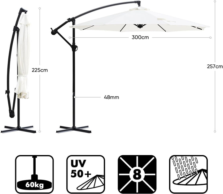 Sekey® Ampelschirm 300 cm Sonnenschirm mit Kurbel Gartenschirm Kurbelschirm mit Kurbelvorrichtung UV