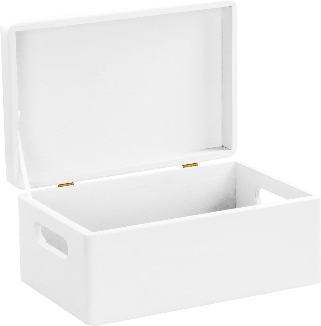 LAUBLUST Grosse Holzkiste Deckel und Griffe - 30x20x14cm, Weiss, FSC® | Allzweck-Kiste aus Holz - Au