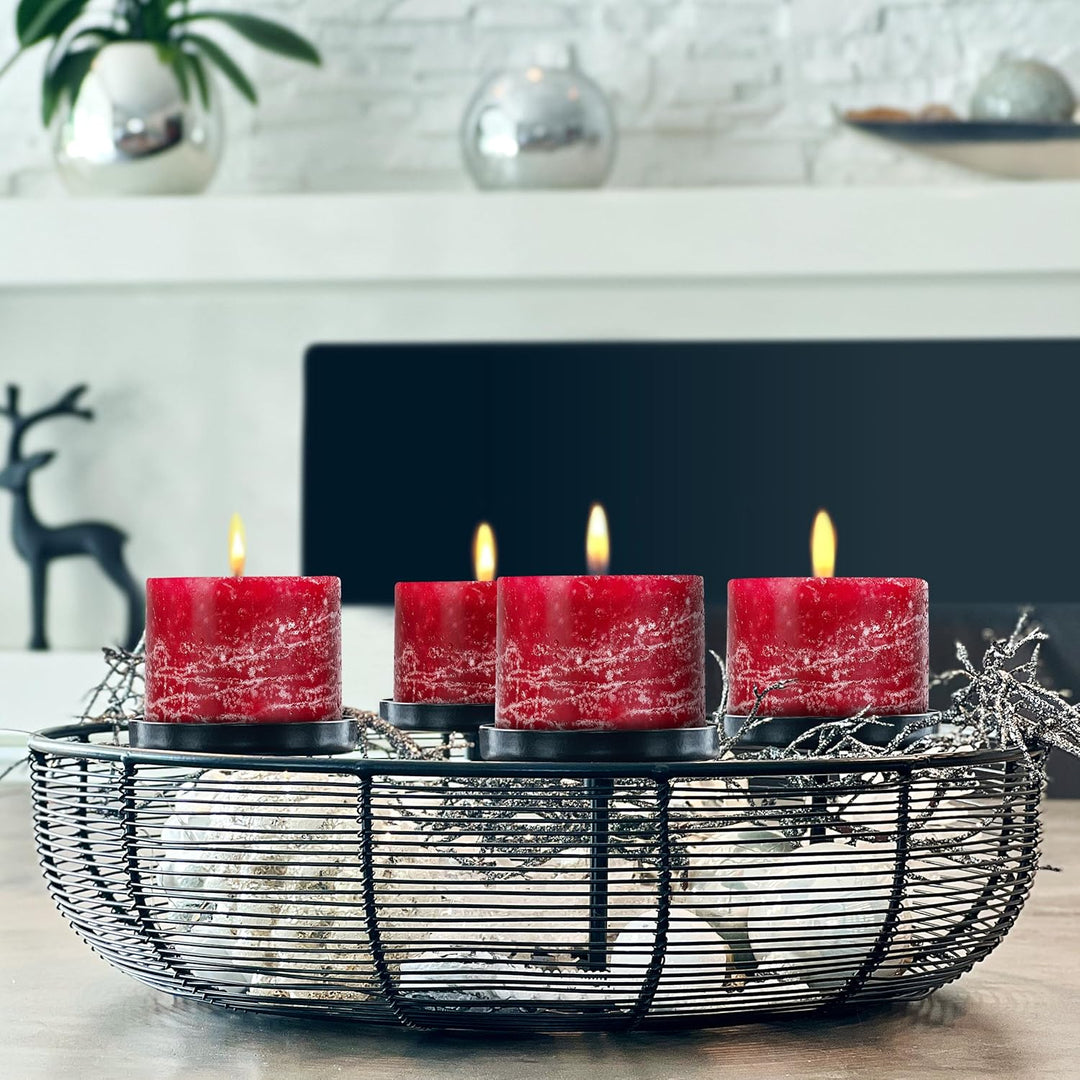 Brandsseller Stumpenkerze 4er Set 7x7,5 cm Weihnachtskerze Adventskranz Bordeaux 7 x 7,5cm | 4er-Set