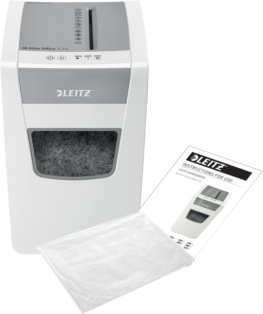 Leitz IQ Aktenvernichter Slim Office S, 14-12 Blatt Kapazität (70-80 g/m²), Partikelschnitt, Sicherh