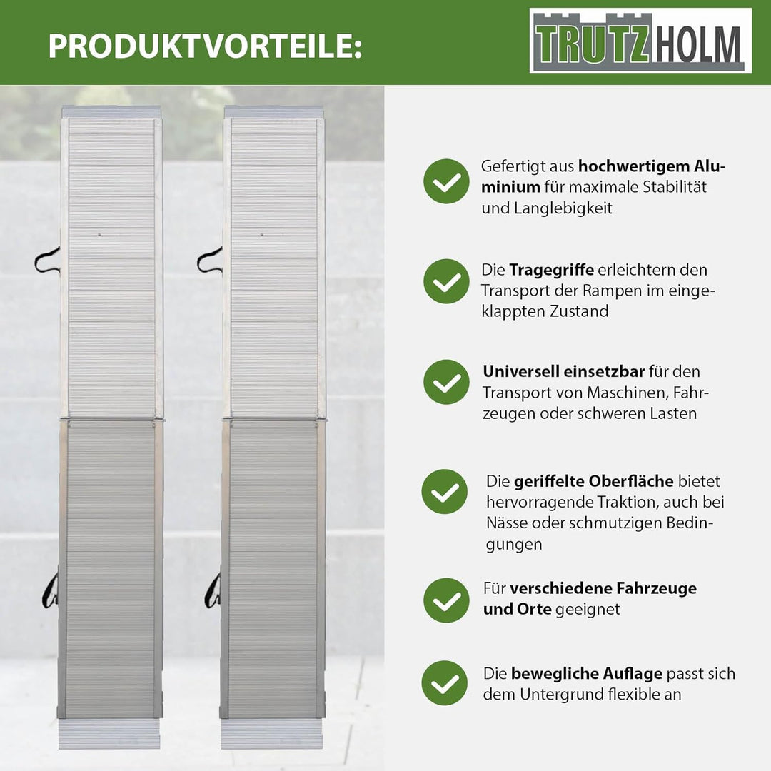 2X TRUTZHOLM Alu Auffahrrampe Eventrampe Verladerampe Rampe Klappbar extra lang 3,05 m 900 kg Tragkr