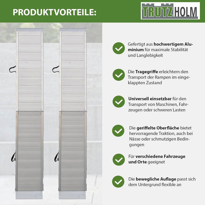 2X TRUTZHOLM Alu Auffahrrampe Eventrampe Verladerampe Rampe Klappbar extra lang 3,05 m 900 kg Tragkr