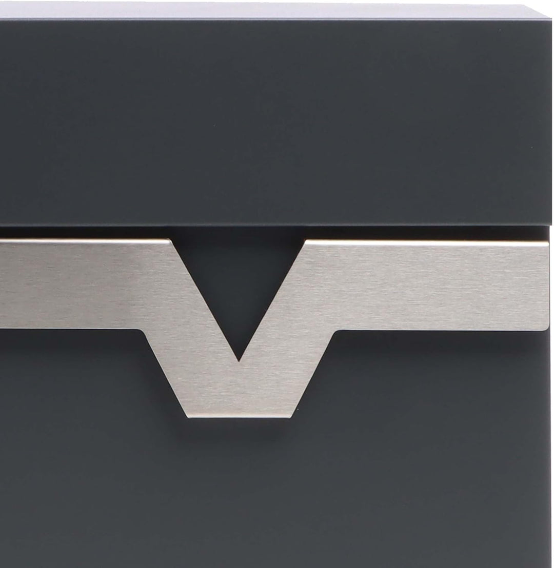 XPOtool Briefkasten V60 Anthrazit und Edelstahl 370 x 105 x 370 mm, Wandbriefkasten mit Schloss, Sof